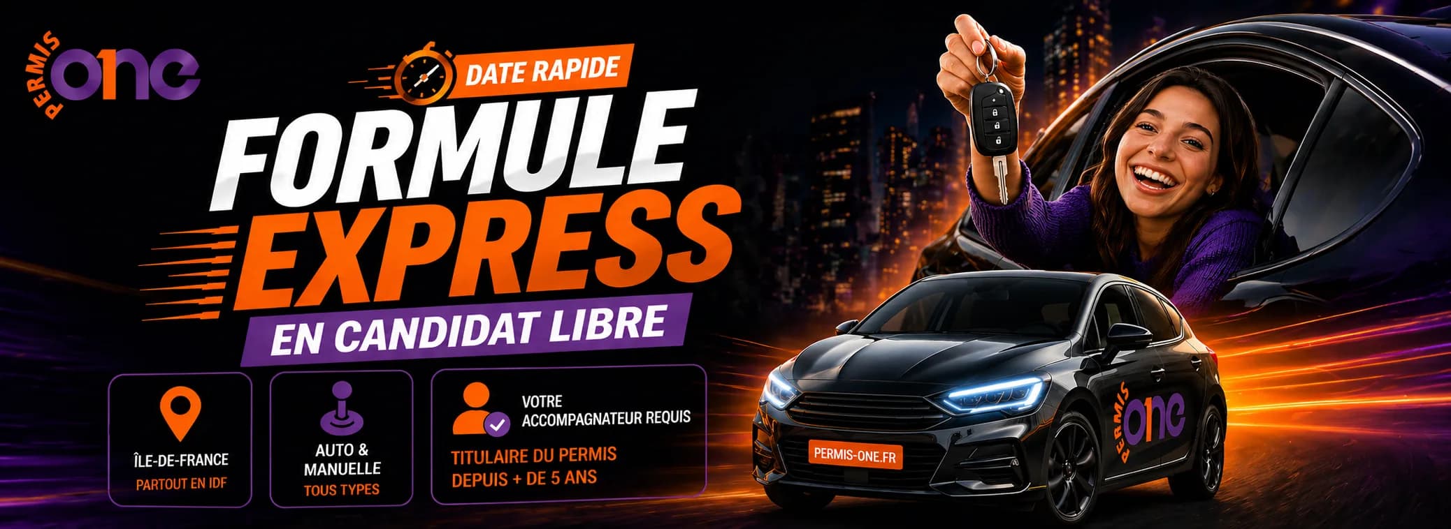 Location voiture double commande Permis One